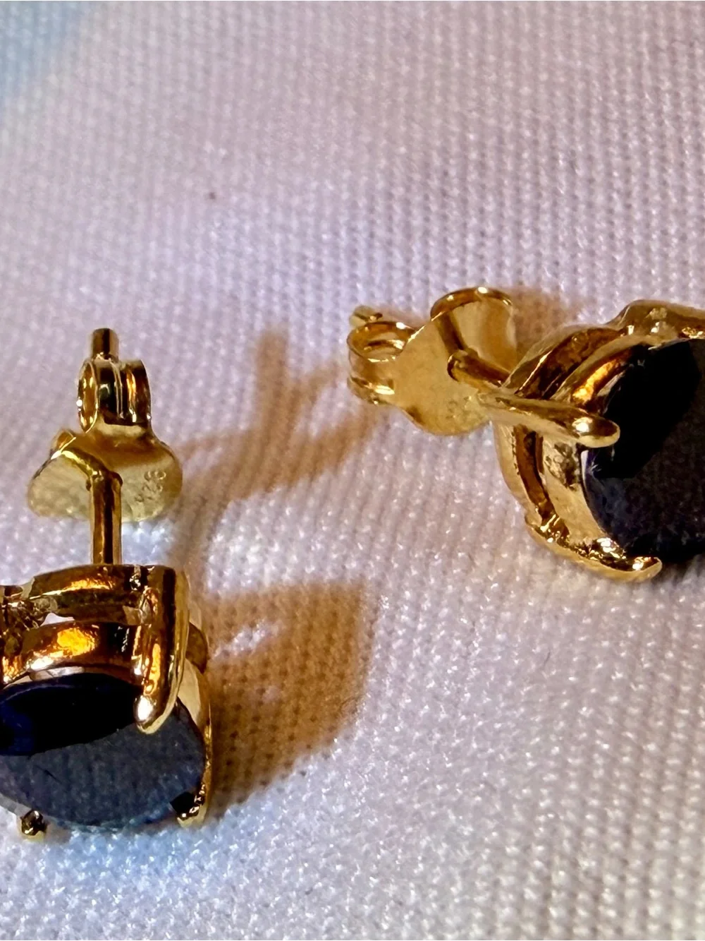 AA Black Sapphire Stud Earrings 18K Gold Over 925 Sterling Silver 0.25 CTW